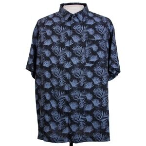 Nat Nast Mens 2XL Blue‎ Floral Beach Camp Hawaiian Silk Cotton Blend Shirt